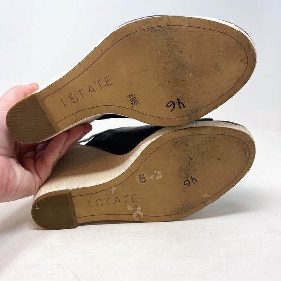 Nordstrom 1. State Genuine Leather Genna Wedge Sandal Peep Toe Sling Back Sz 8.5 - Picture 8 of 8